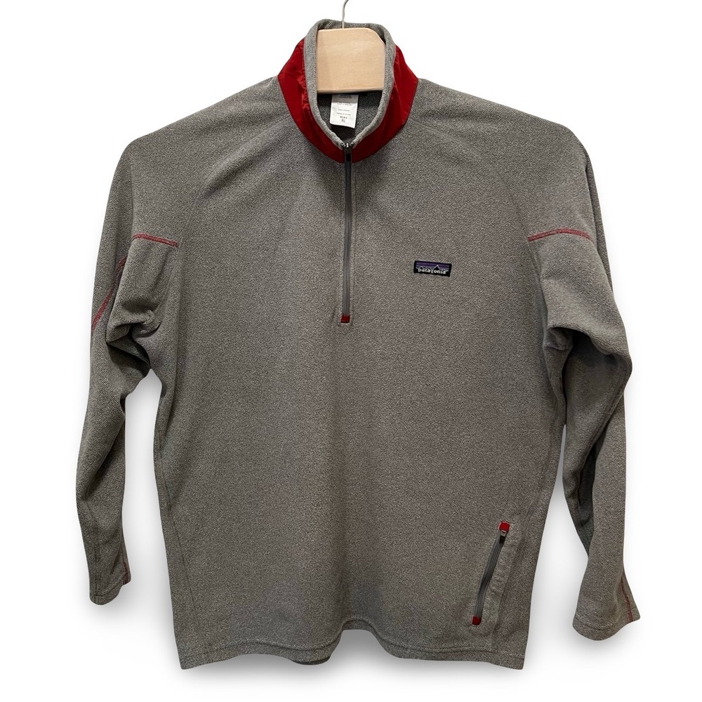 Patagonia R1 Flash 1/4 Zip Pullover Fleece Grey Red Mens XL 25755F9